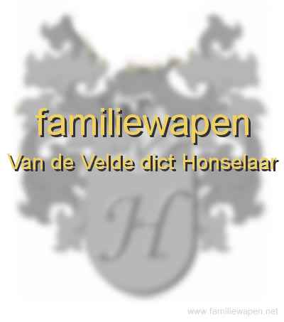 familiewapen Van de Velde dict Honselaar